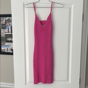 Vibrant Pink Ribbed Dress